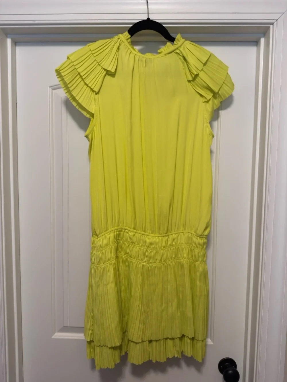 Current Air Chartreuse Pleated Ruffle Mini Dress - Picture 3 of 4